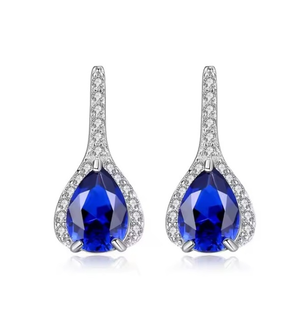 Cercei din Argint 925 cu Zirconiu Albastru – Design Elegant și Strălucitor arg384Y