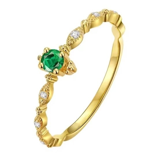 Inel Argint 925 Aurit, Piatră Precioasă Verde – Design Clasic și Rafinat Cod Arg69E