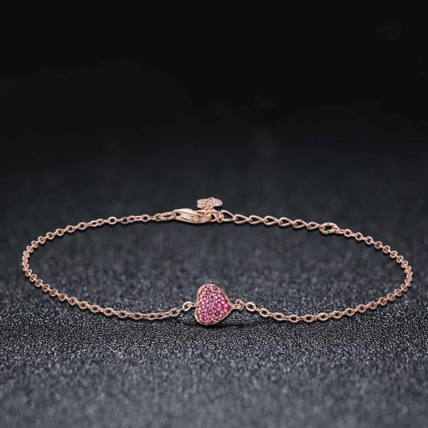 Bratara Din Argint Rose - INIMA ROSIE- - ARG396D