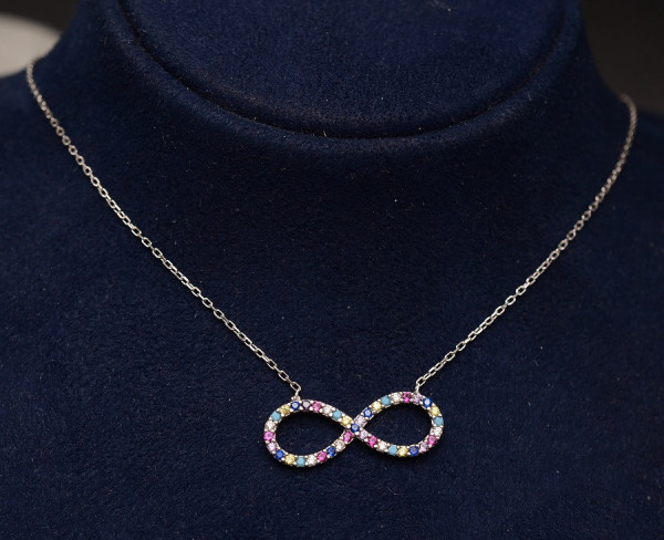 Lantisor Cu Pandativ DIn Argint -- Colorful Infinity-- ARG152A