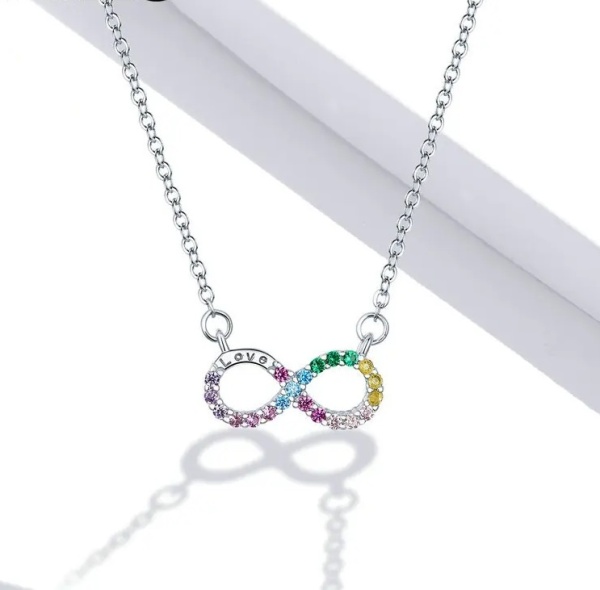 Colier din Argint 925 ,Lant -INFINIT MULTICOLOR- infinity love symbol ARG416C