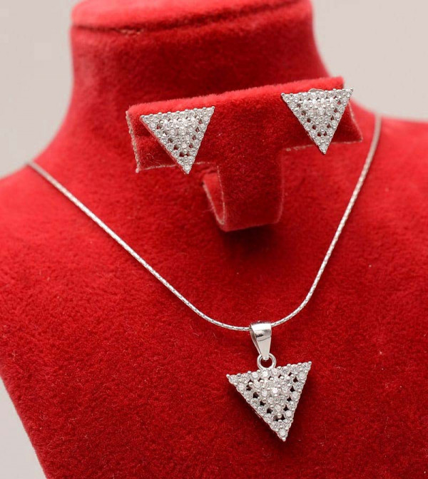 Set Argint 925 triunghi echilateral cu zirconii, cod SET304