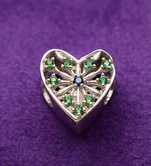 Talisman din argint Green & Blue Heart CHA1095