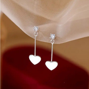 Cercei din argint 925, cu Inimă Romantică, Model finut, Argint 925 ARG325G - Img 6