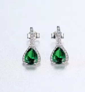 Cercei din Argint 925 cu Zirconiu Verde– Design Elegant și Strălucitor arg384YV - Img 3