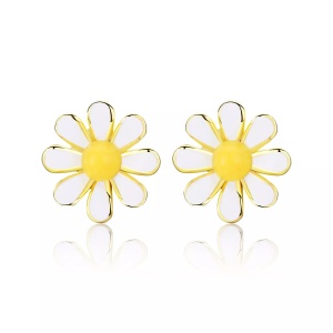 Cercei din argint Golden Daisy, Argint 925, Pentru Femei - Img 4