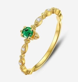 Inel Argint 925 Aurit, Piatră Precioasă Verde – Design Clasic și Rafinat Cod Arg69E - Img 6