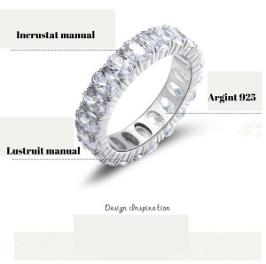 Inel Argint 925 Incrustat manual cu cristale albe ovale din zirconiu stralucitor, elegant, versatill, tennis-- ARG113V - Img 4