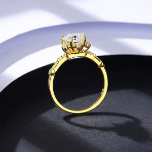 Inel din Argint de Logodna Elegant Gold pIatra Centrala -- Arg181N - Img 2