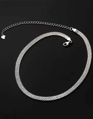 Lantisor Din Argint 925, Grosime 4,5 mm, Choker Plat --- Model Mesa Rodiat --- Arg07F - Img 6