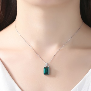 Lantisor Din Argint S925 Zirconiu Smarald Verde Arg384MN - Img 3