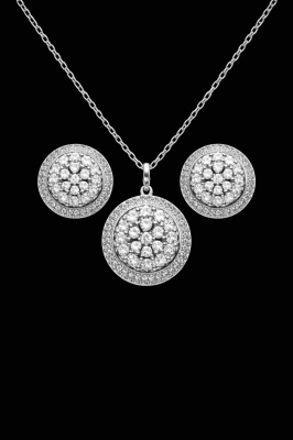 Set Elegant Din Argint Cu Pietre Zirconiu – Design Circular Set 208X