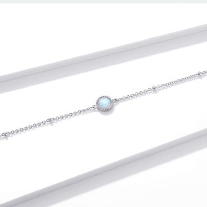 Bratara Din Argint 925 --Model Rotund - Opal Argint Minimalista Placat cu Rodiu ARG416A - Img 8