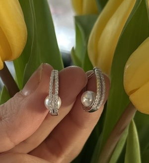 Cercei cu Perlă și Pietre Zirconiu – Bijuterii Argint 925, Stil Clasic Cod Arg 369Y - Img 6