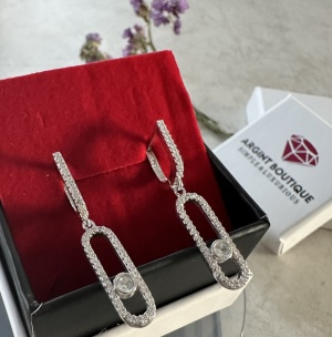 Cercei lungi argintii/ aurii cu cristal central Cod Arg 389K - Img 2