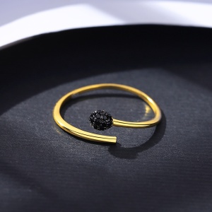Inel Reglabil Din Argint 925 Placat Cu Aur, Design Modern Cu Piatra Neagra Stralucitoare, Accesoriu Elegant Pentru Femei, Bijuterie Premium ARG70X - Img 4