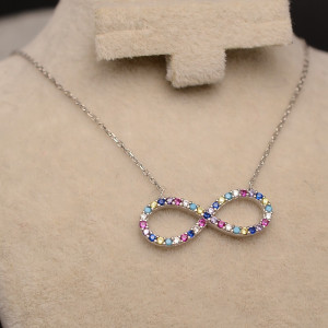 Lantisor Cu Pandativ DIn Argint -- Colorful Infinity-- ARG152A - Img 2
