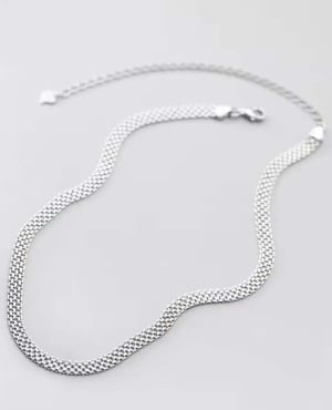 Lantisor Din Argint 925, Grosime 4,5 mm, Choker Plat --- Model Mesa Rodiat --- Arg07F - Img 1