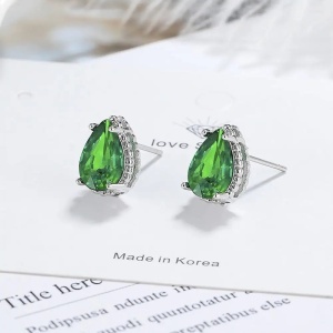 Set Argint Lantisor, Pandativ Si Cercei Rodiat, Verde -Green- Maricel Set203VE - Img 4