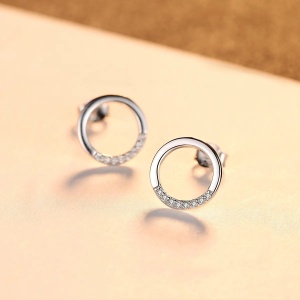 Set Cercei si Lantisor model pe Rotund din argint S925 zirconiu cubic de lux Set366L - Img 2