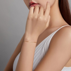 Bratara din argint Chain Bracelet Golden, Argint 925, Pentru Femei - Img 2