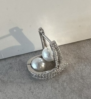 Cercei cu Perlă și Pietre Zirconiu – Bijuterii Argint 925, Stil Clasic Cod Arg 369Y - Img 1