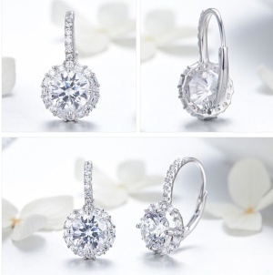 Cercei Din Argint 925 Rotunzi Tip Picatura Cu Pietre Stralucitoare Design Elegant Clasic Pentru Femei Accesorii Rafinate Pentru Tinute De Zi Si Ocazii Speciale ARG382GG - Img 3