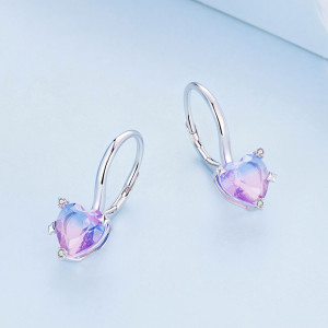 Cercei din argint Galaxy Heart - RAINBOW FIRE- Multicolor model Inima cod ARG412A - Img 2