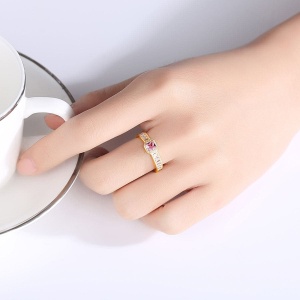 Inel Elegant Placat Aur 18K, Din Argint 925, Cu Piatra Zirconiu Roz, Model Stralucitor, Bijuterie Deosebita Pentru Femei, Accesoriu Perfect Pentru Ocazii Speciale -- Arg183G - Img 5