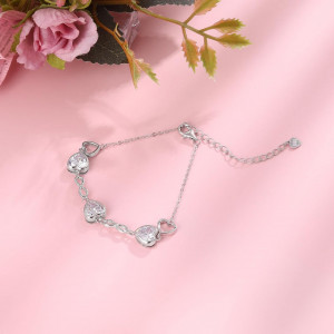 Bratara Model Infinit si Inimioare din argint 925 Moissanite, Brățară minimalistă, casual, pentru femei, bijuterii de petrecere arg415A - Img 2
