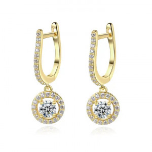 Cercei ARGINT CU Zirconiu Model Lacrima Placat Aur Arg131M - Img 1