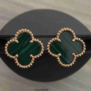 Cercei din Argint 925 cu Piatra Verde Malachit – Design Trifoi cu Patru Foi, Simbol al Norocului Cod ARG80M - Img 5