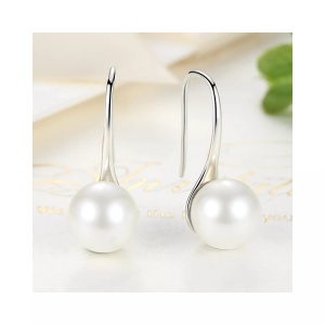 Cercei din argint Elegant Pearls white, Argint 925, Pentru Femei - Img 2