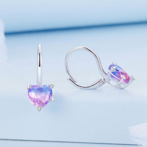 Cercei din argint Galaxy Heart - RAINBOW FIRE- Multicolor model Inima cod ARG412A - Img 3