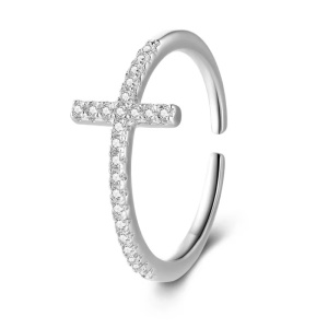 Inel Elegant din Argint 925, Cruce Strălucitoare cu Piatre Cubic Zirconia Arg311X - Img 1