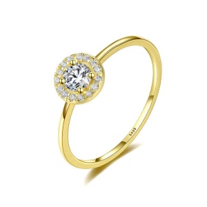 Inel Elegant din Argint 925 Placat cu Aur – Model Halo cu Zirconiu Cod ARG17E - Img 1