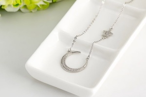 Lantisor Argint 925 cu Lună și Stea: Strălucire Subtilă pentru O Ținută Magică Arg122G - Img 6