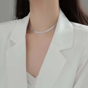 Lantisor Din Argint 925, Grosime 4,5 mm, Choker Plat --- Model Mesa Rodiat --- Arg07F - Img 2