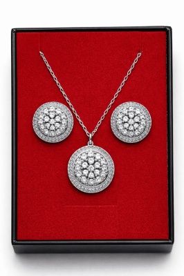 Set Elegant Din Argint Cu Pietre Zirconiu – Design Circular Set 208X - Img 2