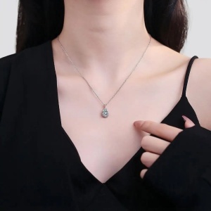 Set Zirconiu Transparent Bijuterii Femei Lant Si Cercei , Forma Lacrima, Argintiu Cubic Zircon SET203ALB - Img 3