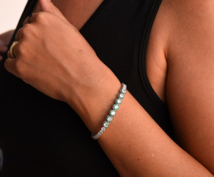 Bratara Din Argint Cu Elemente Zirconii si Smarald Helan Model Fixa( Bangle) - ARG370V - Img 2