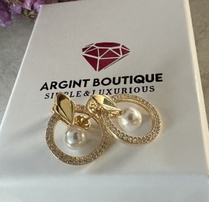 Cercei cu perle și cristale într-un design circular elegant Arg 182M - Img 6