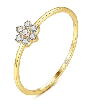 Inel Femei Placat Aur 18K, Model Delicat Cu Floare Din Zirconiu, Stralucire Eleganta, Design Minimalist ARG63F - Img 1