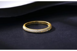 Inel Finuț din Argint 925 Placat cu Aur – Model Eternity cu Zirconiu-Cod ARG12E - Img 2