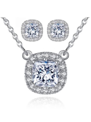 Set cercei si colier din argint S925 zirconiu cubic de lux Set285A - Img 1
