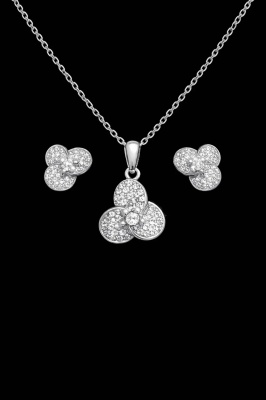 Set Colier și Cercei Design Trei Elemente Trinity Din Argint 925 Placat Cu Zirconii – Design Strălucitor Set205X - Img 2