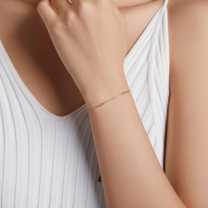 Bratara din argint Chain Bracelet Golden, Argint 925, Pentru Femei - Img 3