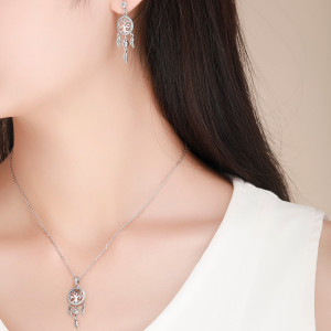 Lantisor Din Argint Reglabil cu Dream Catcher cu Copacul Vietii Model Rotund Arg412C - Img 6