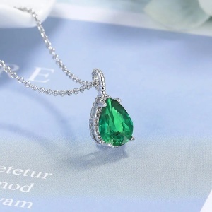 Set Argint Lantisor, Pandativ Si Cercei Rodiat, Verde -Green- Maricel Set203VE - Img 2