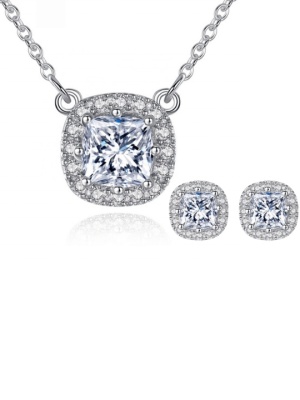 Set cercei si colier din argint S925 zirconiu cubic de lux Set285A - Img 6